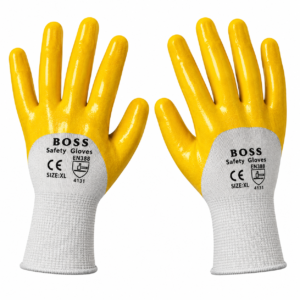 3/4 Yellow Nitrile Coated Polyester Safety Gloves