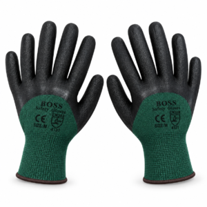 3/4 Black Latex Coated Polyester Gloves