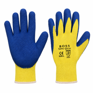 Blue Latex Coated Cotton Gloves