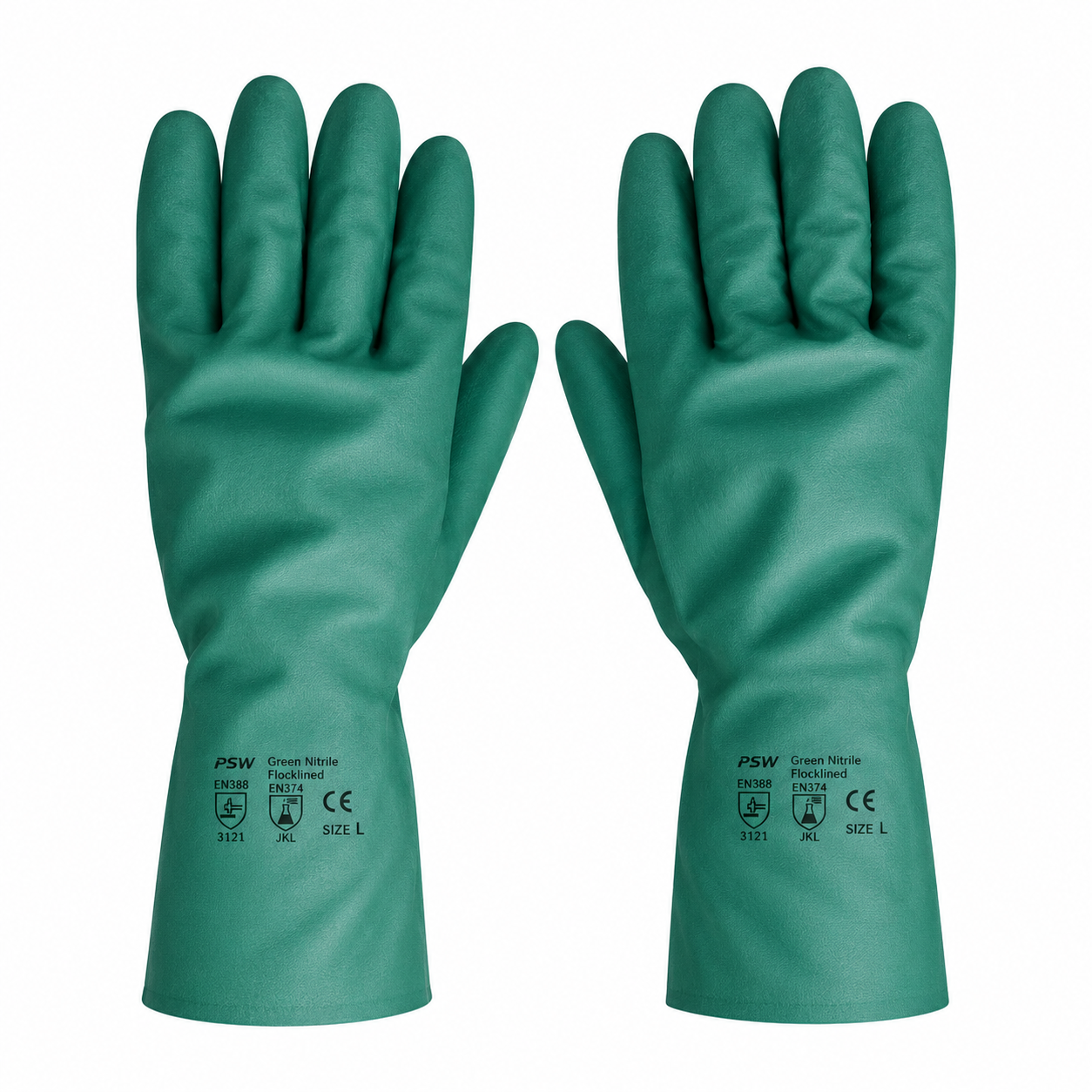 PSW Green Nitrile Flocklined Gloves
